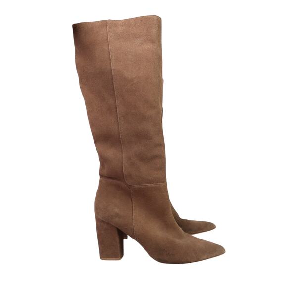 Steve Madden Raddle Taupe Tan Suede Leather Heeled Knee High Boots 10 - Picture 2 of 9